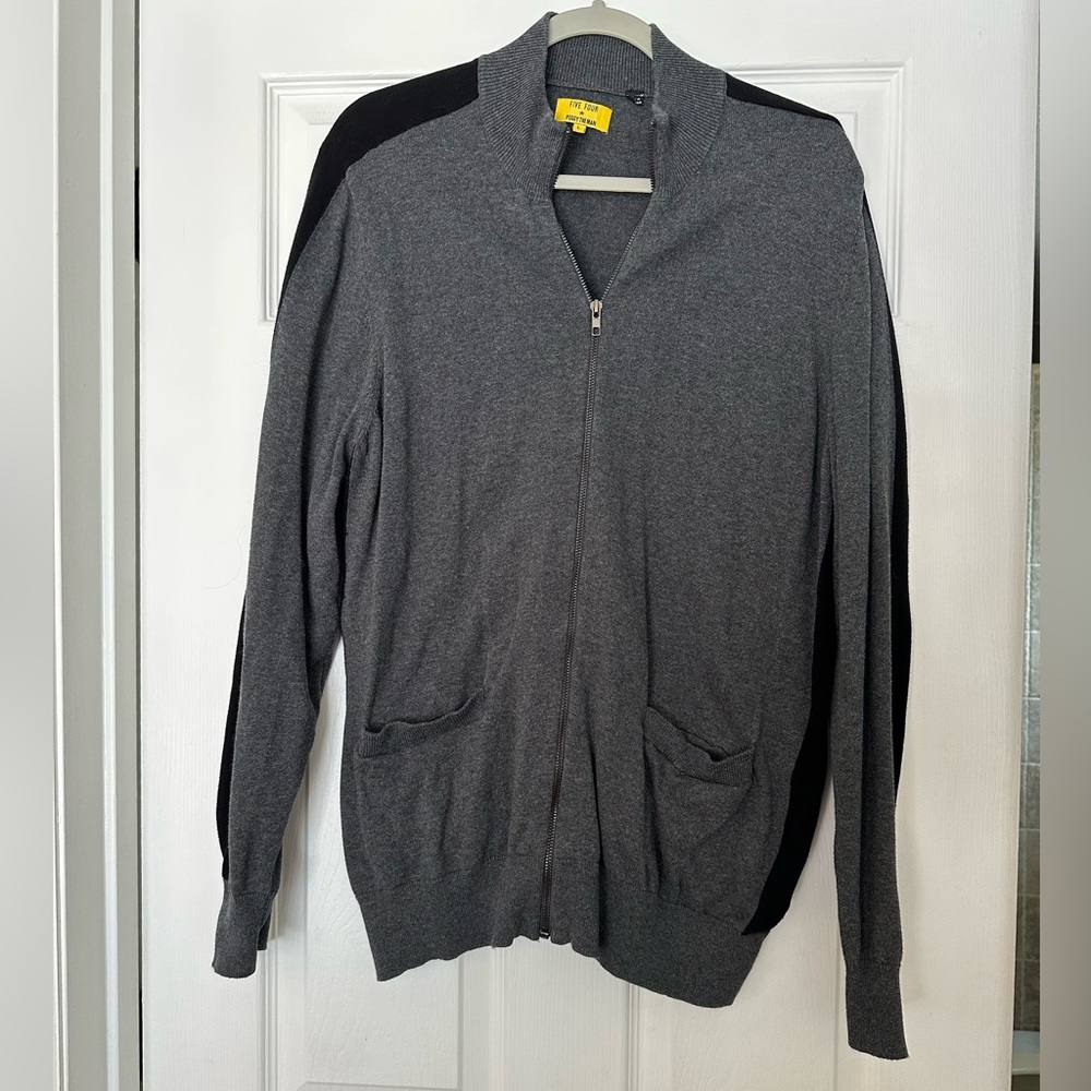 Five Four Poggy The Men Zip Up Cardigan Sweater Crey Size: L